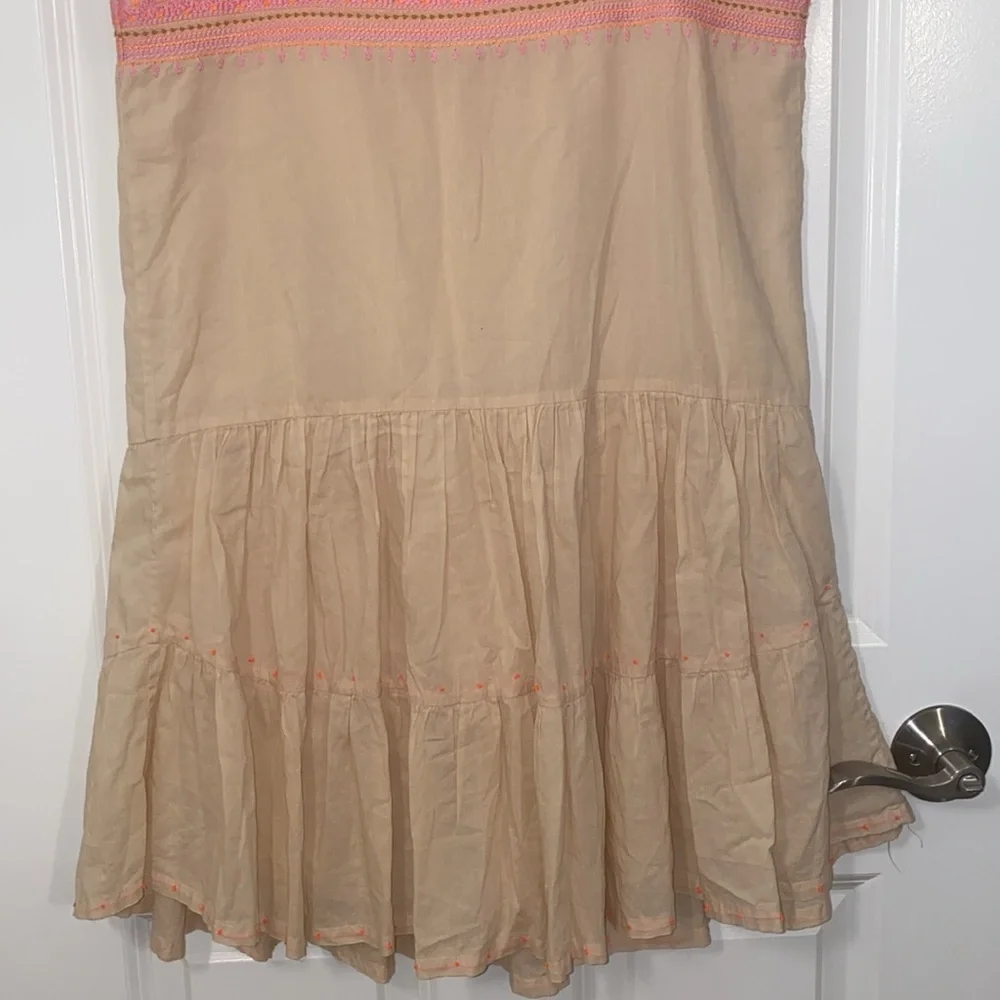 J. Crew Embroidered Siesta Drop Waist Spaghetti Strap Mini Dress in Pink Small